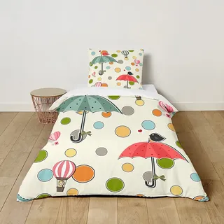Baby Kinder Bettwäsche mit Kopfkissenbezug, Mateju Mädchen Junge Mikrofaser Bettbezüge mit Reißverschluss, Kinderbettwäsche-Set Babybettwäsche (Heißluftballon,2pcs-100x135+40x60cm)