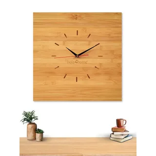 holz4home Moderne Wanduhr 50,0 Bambus quadratisch