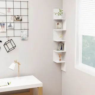WIFESE Wand Eckregal Hängeregal 20x20x127,5 cm Wandregale Regalboden Wand Regale Regal Weiß Schwebend für Wohnzimmer Kinderzimmer Wandregal mit Mattem Finish