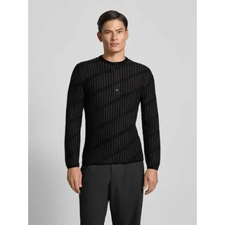 Regular Fit Strickpullover aus Leinen-Viskose-Mix, Black, XL