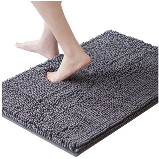 Badematte extra weiche Badematte, saugfähige Shaggy Badematte aus Chenille, rutschfeste Plüschteppiche für Bad, Wanne und Dusche cofi1453, 50x120cm grau 50x120cm