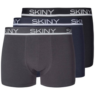SKINY Herren Boxer Shorts 3er Pack - Trunks, Pants, Unterwäsche Set, Cotton Stretch Grau/Blau/Schwarz S