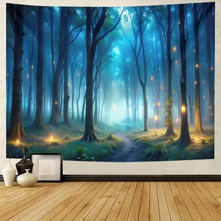 BCughia Wandbehang 300x256cm, Wandteppich Wald XXL Wandtuch Natur Landschaft Dschungel Tapisserie Zauberwald Wanddeko für Schlafzimmer Schlafsaal