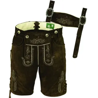 Fuente Leather Wears Trachtenlederhose Bayerische Lederhose kurz für Herren mit Trägern, Braun Latz 56 Herren EU