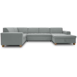 DOMO. collection Sugar Wohnlandschaft, Sofa, Couch, Polstergarnitur, Moderne U-Form, Mint, 162 x 333 x 199 cm