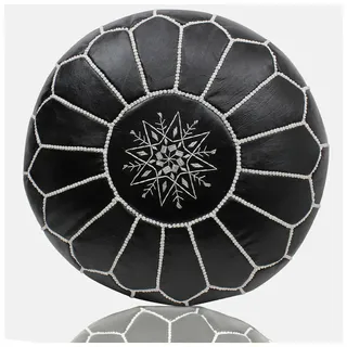 Leder Sitzhocker orientalische Sitzkissen Pouf Pouffe Ottoman kissen Schwarz
