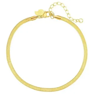 Hey Happiness Fußkette Schlange flach, Fußkettchen 18K Roségold Gold, Damen Fußband Edelstahl, wasserfest goldfarben