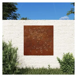 furnicato Wanddekoobjekt Garten-Wanddeko aus Cortenstahl 55 x 55 x 0,7 cm Rostig, Wetterfestes Wandbild mit Sonnenmuster und einfachen Montagelöchern braun
