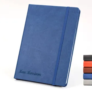 Personalisiertes Notizbuch A6 (Blau) ~ Notizblock mit Wunschgravur | Laser-graviertes Tagebuch Journal Individuell gestaltet ~ Originelle Geschenkidee zum Geburtstag, Jahrestag, Weihnachten