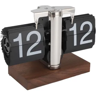 Retro-Flip-Schreibtisch-Regaluhr, Edelstahl, Vintage-Retro-Digital-Tischuhr, Holzsockel, Flip-Down-Uhr, Retro-Digital-Flip-Tischuhr, Auto-Flip-Schreibtisch-Tischuhr, Mechanische Flip-Uhr Für Zuhause