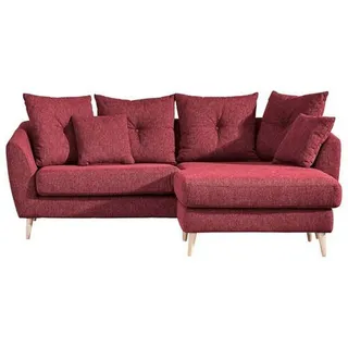 Carryhome Ecksofa, Rot, Textil, Buche, massiv, 3-Sitzer, Füllung: Polyester, seitenverkehrt montierbar, L-Form, 210x156 cm, Fußauswahl, Stoffauswahl, Rücken echt, Wohnzimmer, Sofas & Couches, Wohnlandschaften, Ecksofas