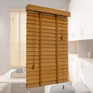 Jalousien 45cm 50cm 60cm 70cm 80cm 90cm 100cm 110cm 120cm Jalousette, Holzjalousie 50mm Lamellen, Massivholz Jalousetten Für Tür Fenster Innen Außen, Sonnenschutz/ Sichtschutz,W×H-80x120cm/31.5x47in