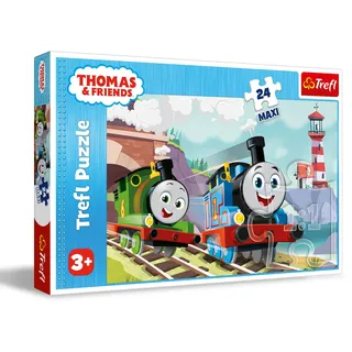 Trefl - Thomas and Friends, Thomas und Percy auf den Gleisen - Puzzle 24 Maxi - 24 Große Teile, Buntes Puzzle mit Figuren aus der Fernsehserie, Kreative Unterhaltung, Spiel für Kinder ab 3 Jahren