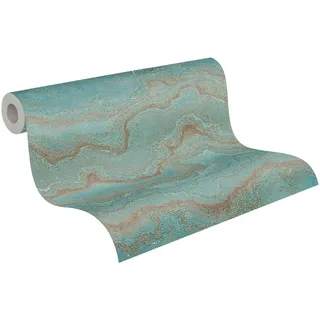 A.S. Création Vliestapete Marmoroptik 53 cm x 10 m 396591 Blau/Gold/Bronze/Türkis/Petrol
