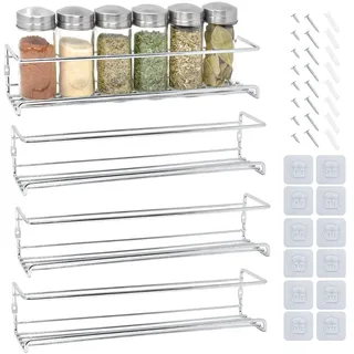 joeji's Kitchen Gewürzregal, Wandregal, Metall, 4 Stück, Küchenregal – Gewürzhalter, Küche, Wandregal für Küche