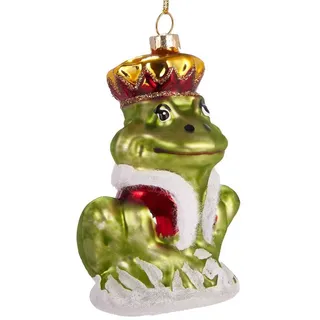 BRUBAKER Christbaumschmuck Mundgeblasene Weihnachtskugel Froschkönig, Weihnachtsschmuck aus der Märchenwelt, handbemalt - ca. 9.5 cm bunt