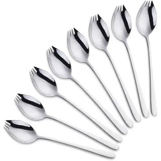 3-in-1 Besteckset (löffel, Gabel Und Messer) Für Camping, Outdoor-reisen, Edelstahl, Robust, Leicht – 8-teiliges Set (silber)