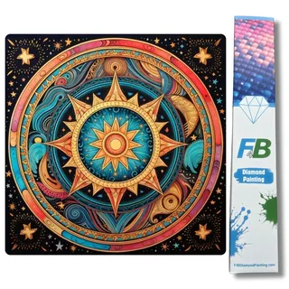 F4B Mandala Sterne Diamond Painting 40x40cm | Quadratische Strasssteine | Abstrakt | Sternenhimmel | Diamond Painting Paket Erwachsene | Kinder | Vollständig Deckend