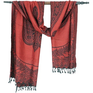 Guru-Shop Halstuch Pashmina-Viskose Schal, Indische Boho Stola mit.. rot 70 cm x 200 cm