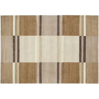Mein Teppichmarkt Teppichträume werden wahr! Santa Piazza handgeknüpfter echter original Nepal Wollteppich Naturfaser Kurzflor Seide in Multicolor Grau Dunkelgrau Größe: 140x200 cm Diele, Esszim