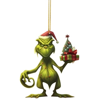 Reddomm Grinch- Weihnachtsbaumschmuck für Adventkalender 2D Acryl-Anhänger Weihnachtsschmuck Weihnachtsanhänger Anhänger für Weihnachtsbaum Grinchs Hängende Ornament Christbaum Deko