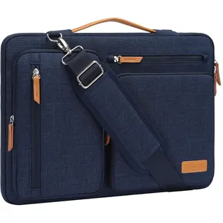 MOSISO 360° Laptoptasche 16 Zoll für MacBook Pro M5 M4 M3 M2 M1, Lenovo HP | Stoßfest, Wasserdicht Umhängetasche mit 4 Fächer Kompatibel mit 15-16" MacBook Pro, Lenovo HP Dell Acer ASUS, Marineblau