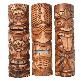 3 Tiki Wandmasken 50cm Wandmaske Tiki Maske Hawaii Holzmaske Masken