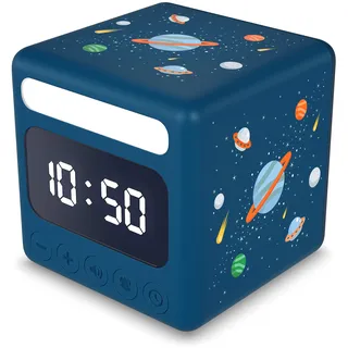 Cander Berlin MND 1010 A Kinderwecker Weltraummotiv lautlos Licht Snooze Beleuchtung ohne Ticken LCD- Display Mädchen Jungen Kinderzimmer