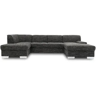 DOMO. collection Wohnlandschaft Star, Sofa in U-Form, Longchair rechts, Couch, Webstoff, 304 x 150 x 150 cm (BxTxH), schwarz-weiß