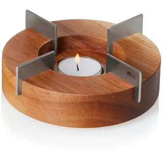 AdHoc Stövchen und Speisenwärmer Tuto 14,5 cm aus Akazienholz, Edelstahl
