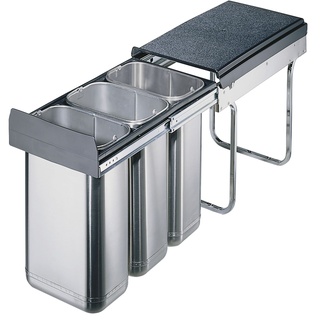 Wesco Edel-Trio 30DT Mülleimer 3 Fächer, Mülltrennsystem für die Küche, 30 Liter