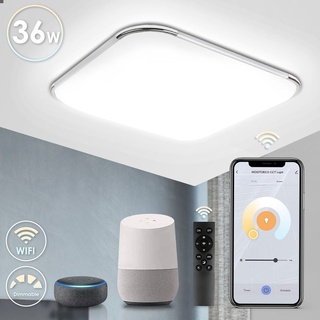 Wolketon Alexa Smart LED Deckenleuchte 36W, Kompatibel mit Alexa Google Home, Dimmbar Deckenlampe mit Fernbedienung, Lichtfarbe Einstellbar, Lampe ...
