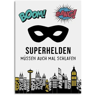 Nastami Poster SUPERHELDEN müssen auch mal schlafen Kinderzimmer Poster DIN A3