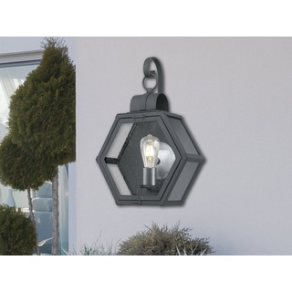 meineWunschleuchte LED Außen-Wandleuchte, LED wechselbar, warmweiß, Haus-wand Terrassenleuchten ausgefallene Hexagon Lampen Schwarz H 48cm schwarz