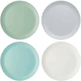 KitchenCraft 4er-Set Teller aus Melamin, mehrfarbige Teller aus der Colourworks Design Kollektion, Beilagenteller, 23cm, 1 Set, Klaßiker Farben