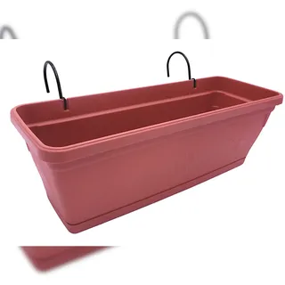 BURI Balkonkasten 50cm mit Halterung Blumenkasten Pflanzkasten Pflanztopf Blumentopf terrakotta