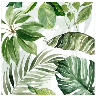 Bilderdepot24 Teppich Vinyl Wohnzimmer Schlafzimmer Flur Küche Tropical modern, quadratisch - grün glatt, nass wischbar (Küche, Tierhaare) - Saugroboter & Bodenheizung geeignet grün 160 cm x 160 cm