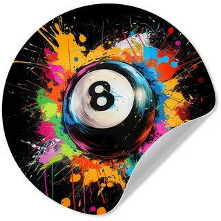 MuchoWow Wandsticker Graffiti - Sport - Billardkugel - Billard (1 St), Selbstklebende Runde Vliestapete, Wohnzimmer, 140x140 cm bunt 140 cm x 140 cm x 0.1 cm