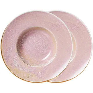 HKliving - Chef Ceramics Pasta Teller, Ø 28 cm, rustic pink (2er-Set)