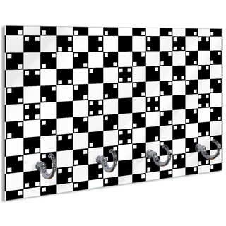 Wallario Schlüsselbrett Optische Täuschung - Illusion - schwarz weiß, (inkl. Aufhängeset), 30x20cm, aus ESG-Sicherheitsglas schwarz