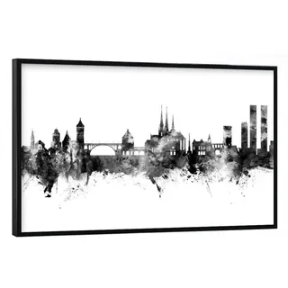 artboxONE Poster mit schwarzem Rahmen 60x40 cm Städte Luxembourg City Skyline Black - Bild Luxembourg City