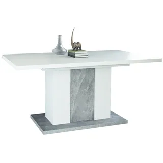 Vladon Esstisch Eckig (Esstisch, ausziehbar 140 - 180 / 160 - 200 x 75 x 90 cm), in Weiß / Beton, Weiß / Anthrazit, Anthrazit / Weiß verfügbar grau 160 cm x 75 cm x 90 cm