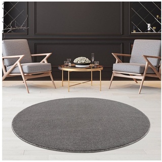 Teppich Lotus, Fashion Home, Rund, Einfarbig, Kurzflor grau|silberfarben Rund - 200 cm x 200 cm