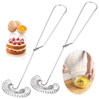 2 Stück Mini Spring Schneebesen, Schneebesen kugeln Schneebesen Mini Silber Spiralbesen Schneebesen Edelstahl Spiralschneebesen Mini Schneebesen Edelstahl Koch- und Küchenhelfer, Spülmaschinenfest