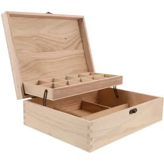 BESPORTBLE Holz Schmuckbox mit Schloss Große Aufbewahrungsbox mit Fächern für Halsketten Ohrringe Schmuckschatulle Multifunktional Handgefertigt Kratzschutz