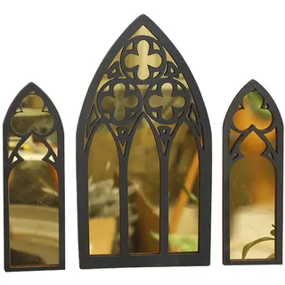 Kathedrale Wanddekoration, Gothic Spiegel für Wand | 3er Set Gothic Möbel Wanddeko - Fensterspiegel Kathedrale Deko Spiegel Gothic Möbel Wand Deko