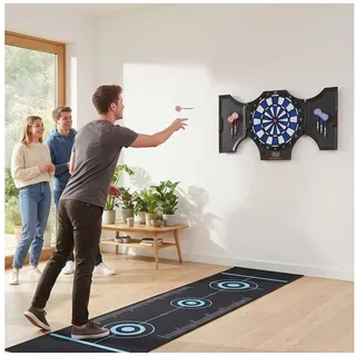 SPORTNOW Dartscheibe Dartboard mit Sprachansagen Englische Stimme 6 Dartpfeil Set, (Dartspiel mit LCD-Anzeige, 1-tlg., Dartautomat), Schwarz 83 x 45 x 4 cm orange|schwarz