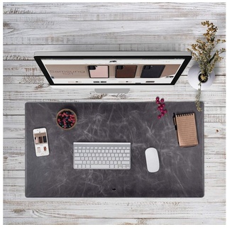 Solo Pelle Schreibtischunterlage Hochwertige Schreibtischunterlage Leder für Bürotisch - handgefertigte Schreibunterlage aus Leder - Edel Schreibtisch Unterlage (48cm x 90cm) grau