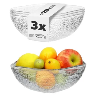 KADAX 3er Set Glasschüssel 20cm, eckige Obstschale aus Glas, Salatschüssel in 3 verschiedenen Größen, Spülmaschinenfeste Glasschale, transpare... - Transparent