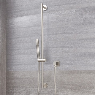 Duschstange mit runder Brause - Gebürstetes Nickel, von Hudson Reed